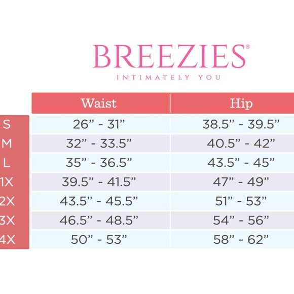 Breezies Size Chart